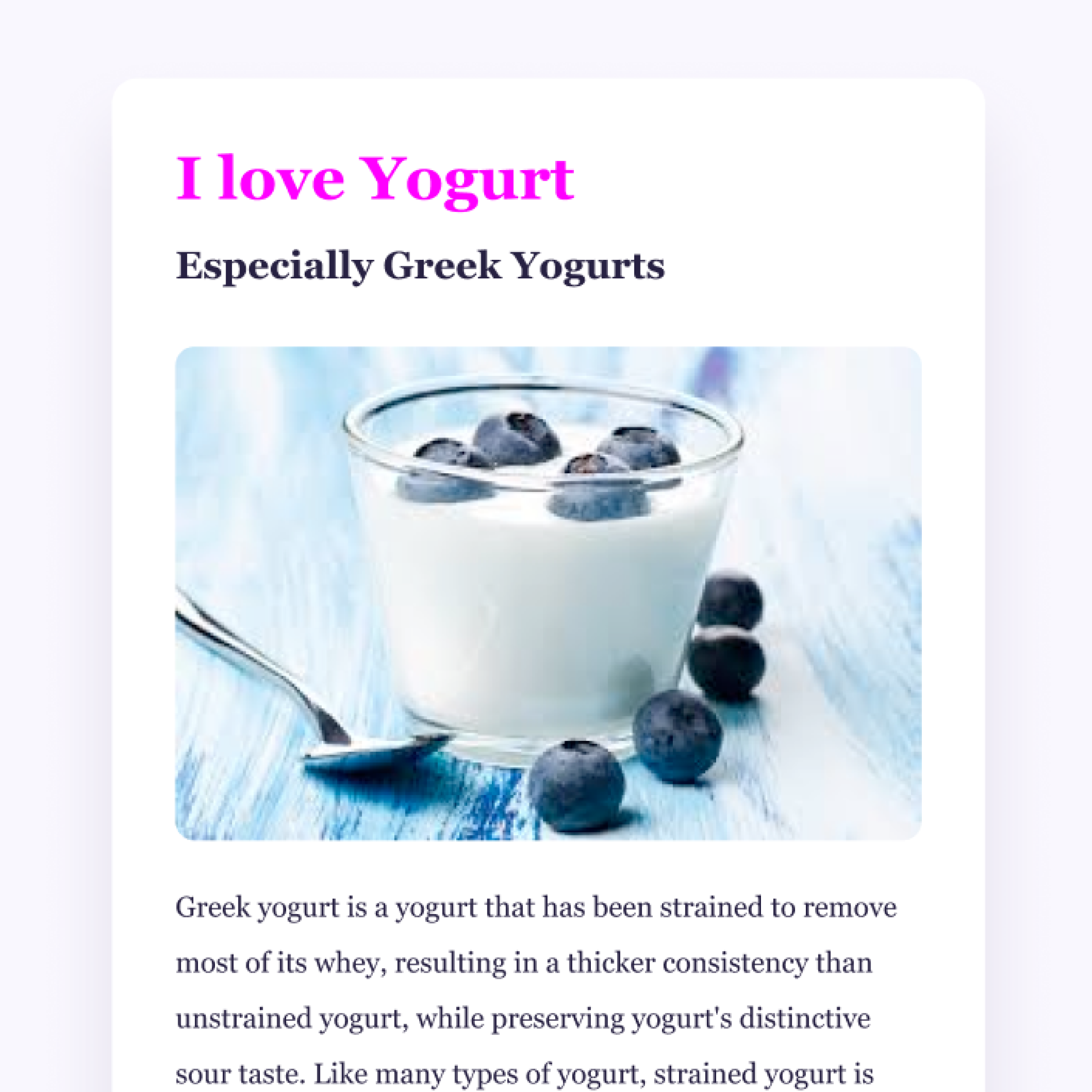 photo of a greek yoghurt and the description of greek yoghurt